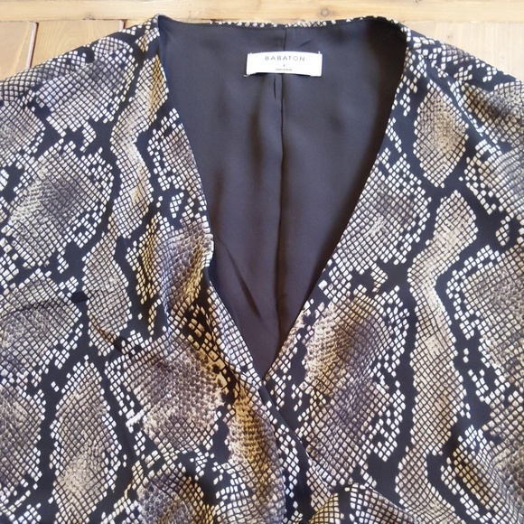 Babaton Python Print Short Sleeve Wrap Wallace Dress - Picture 4 of 10